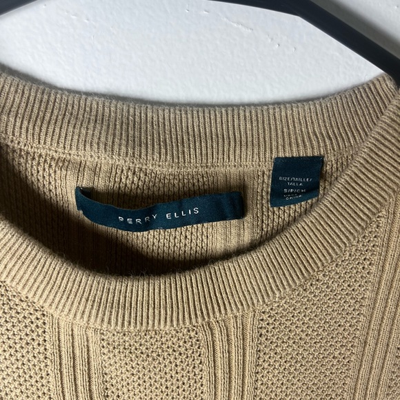 PERRY ELLIS 100% cotton womans small ribbed knit short sleeve sweater top - Picture 3 of 6